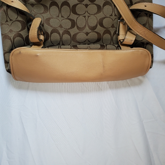 Coach Vintage Khaki Monogram Logo And Leather Backpack main image 11